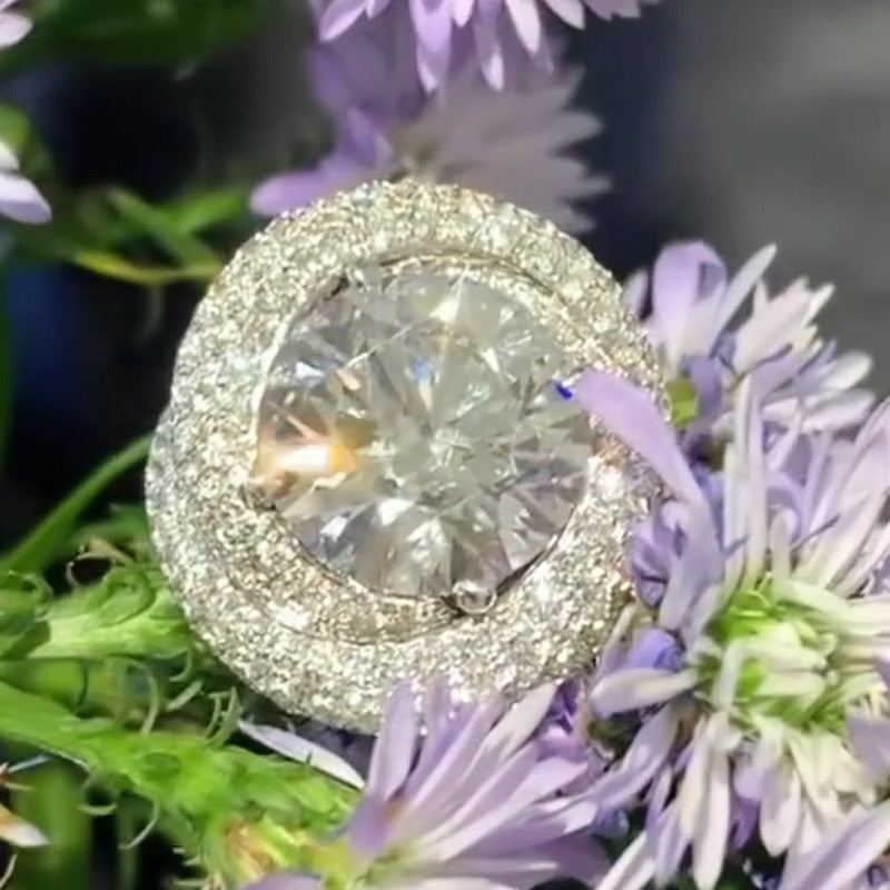 8.0ctw Round Cut White Sapphire Surround Engagement Ring-JEWELBUYS