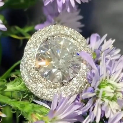8.0ctw Round Cut White Sapphire Surround Engagement Ring-JEWELBUYS
