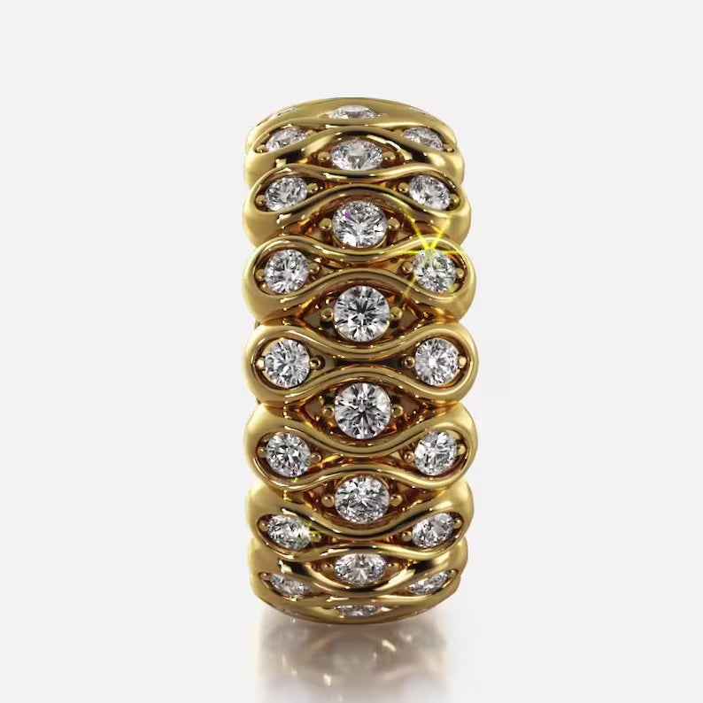 2.1ctw Round Cut Sapphire Eternity Band- JEWELBUYS