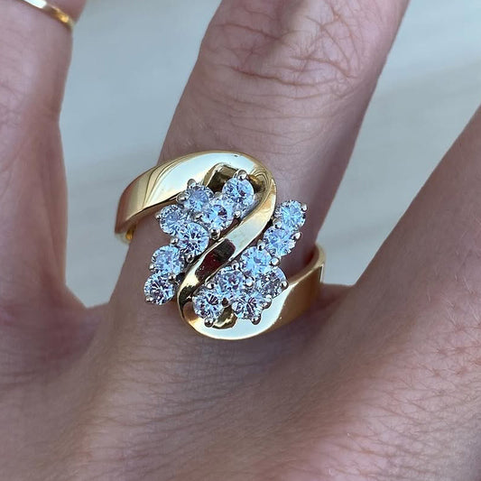 0.8ctw Brilliant Cut Cluster White Sapphire Ring-JEWELBUYS
