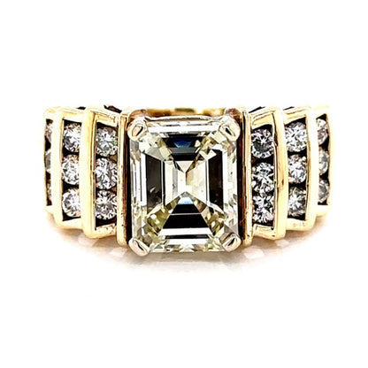 2.55ct Emerald Cut Classical Style Yellow Sapphire Engagement Ring-JEWELBUYS