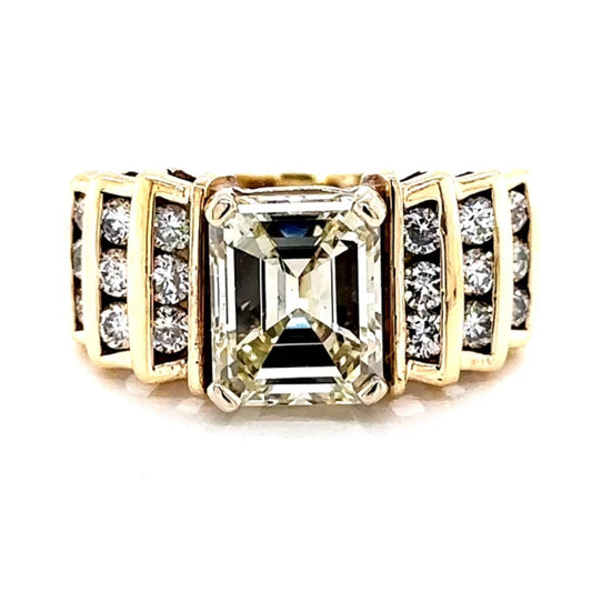 2.55ct Emerald Cut Classical Style Yellow Sapphire Engagement Ring-JEWELBUYS