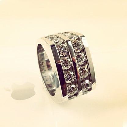 4.0ctw Round Brilliant Cut White Sapphire Double Row Eternity Band-JEWELBUYS