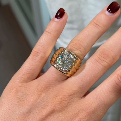 7.2Ct cushion-shaped floral single sapphire wide engagement ring-JEWELBUYS