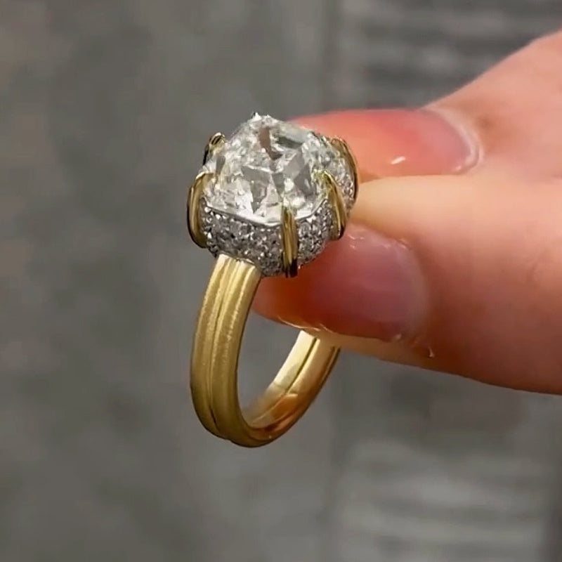 Seductive 3.5ct Asscher Cut White Sapphire Vintage Style Engagement Ring-JEWELBUYS