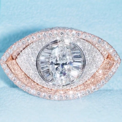 15.0 Ctw Marquise Cut White Sapphire Devil's Eye Full Set Ring-JEWELBUYS