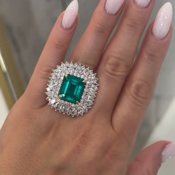 5.62Ctw Emerald and Sapphire Multi-Layer Ring-JEWELBUYS