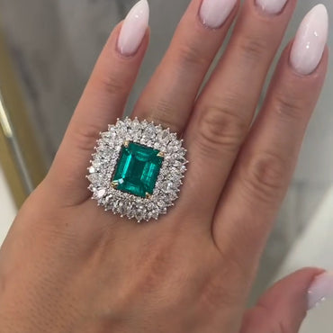 5.62Ctw Emerald and Sapphire Multi-Layer Ring-JEWELBUYS