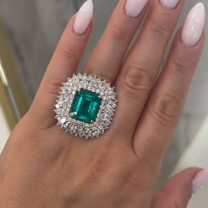 5.62Ctw Emerald and Sapphire Multi-Layer Ring-JEWELBUYS
