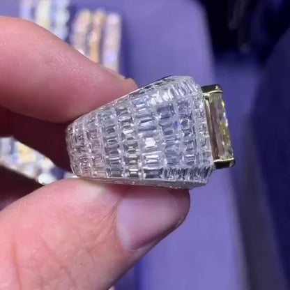 10ct Radiant Cut Yellow Sapphire Wide Pave Ring-JEWELBUYS