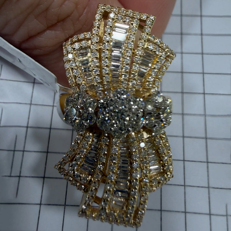 2.97ctw Round and Baguette-Cut Sapphire Floral Knot Ring-JEWELBUYS