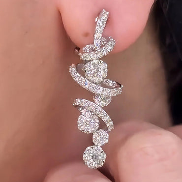 2.0ctw Exquisite Spiral Sapphire Dangle Earrings And Ring-JEWELBUYS