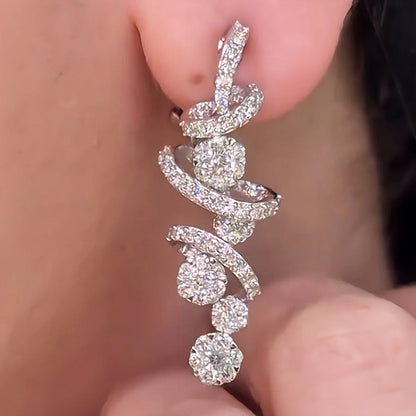 2.0ctw Exquisite Spiral Sapphire Dangle Earrings And Ring-JEWELBUYS