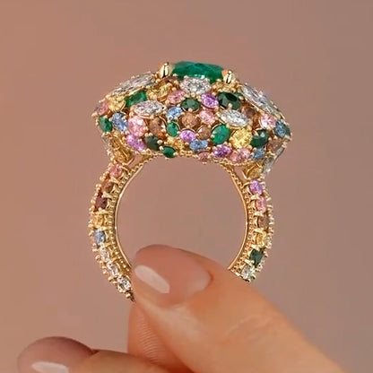 4.3ctw Vivid Colored Sapphire Engagement Ring-JEWELBUYS