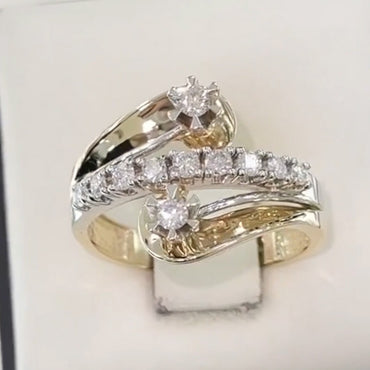 1.2Ctw Round White Sapphire Elegant Twisted Band Ring- JEWELBUYS