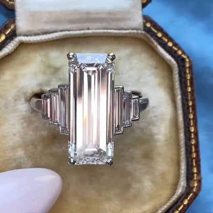 4.0Ctw rectangular-cut sapphire step-style engagement ring-JEWELBUYS