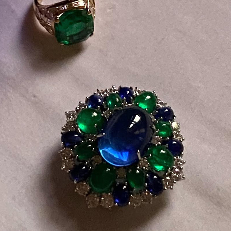 4.8Ctw Cabochon Gemstone Vintage Ring Brooch-JEWELBUYS