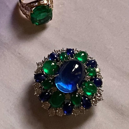 4.8Ctw Cabochon Gemstone Vintage Ring Brooch-JEWELBUYS