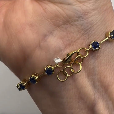 3.3Ctw Round Cut Blue Sapphire Vintage Bracelet-JEWELBUYS