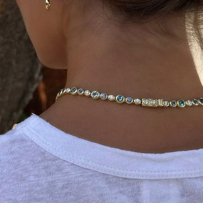 Bubble Series Mermaid Colorful Sapphire Tennis Necklace-JEWELBUYS