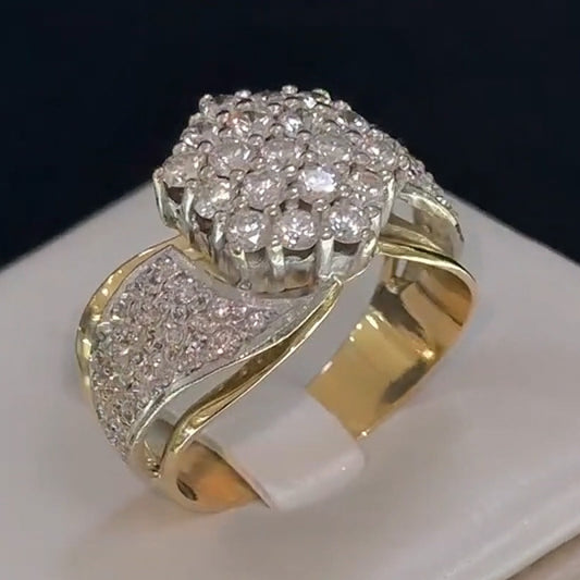 2.2ctw Round Gemstone Cluster Vintage Bypass Ring - JEWELBUYS