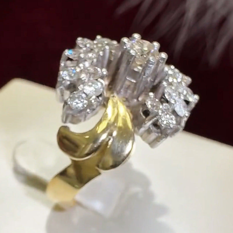 2.0Ctw Round-Cut Sapphire Cluster Cocktail Ring- JEWELBUYS