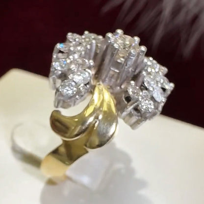 2.0Ctw Round-Cut Sapphire Cluster Cocktail Ring- JEWELBUYS