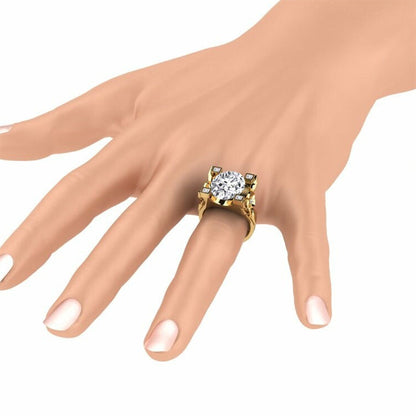 9.0ct Oval Cut Ladies Flower White Sapphire  Ring -JEWELBUYS