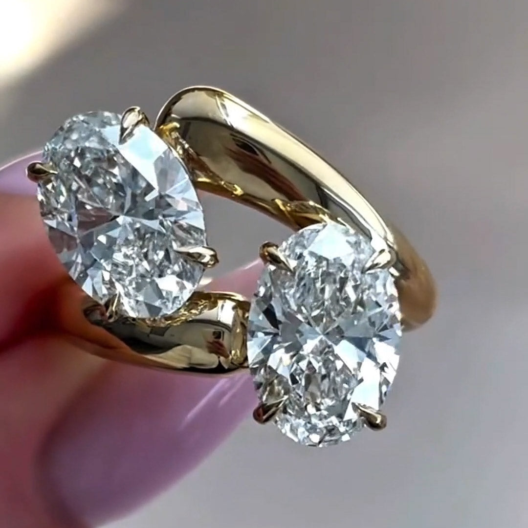 6ctw Oval Sapphire Double Band Engagement Ring-JEWELBUYS