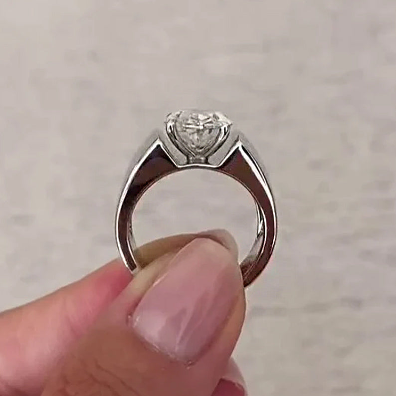 5.2Ct Oval Cut Lab White Sapphire Engagement Ring-JEWELBUYS