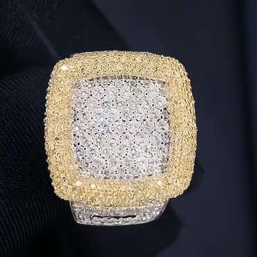 Gorgeous 3 ctw Round & Baguette Cut White Gemstone Pavé Ring -JEWELBUYS