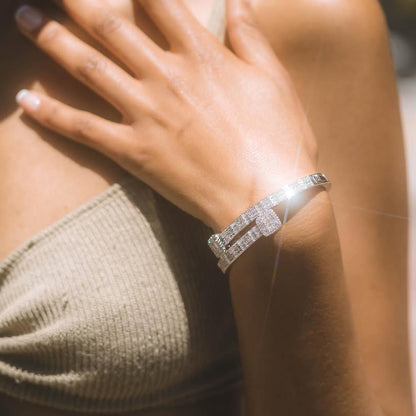 Hip-hop style men's and women's open-ended sapphire bracelet -JEWELBUYS