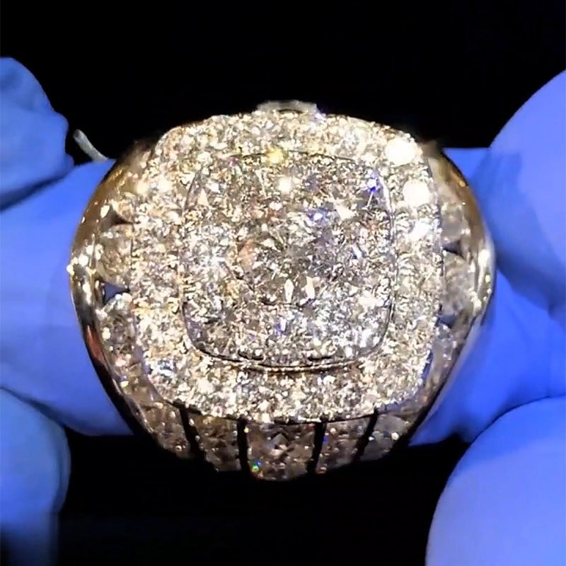 7.79Ctw Round Sapphire Giant Gemstone Engagement Ring-JEWELBUYS