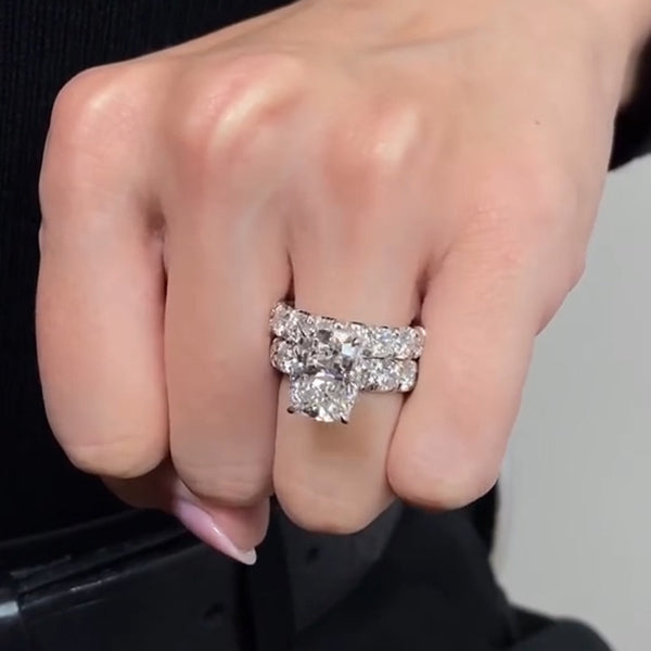 8.0ct Cushion Cut Ring and Band Set -JEWELBUYS