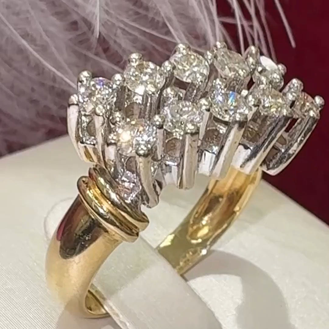 1.27ctw Round Double Row White Sapphire Vintage Ring- JEWELBUYS