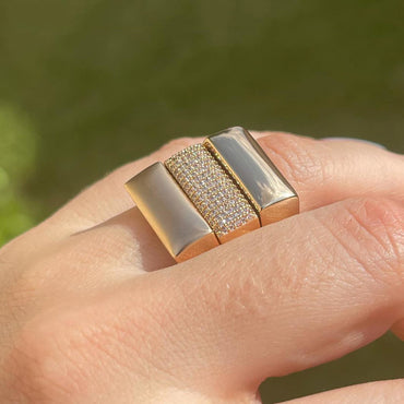 Unique Style 1ct Round Cut White Sapphire Women's Ring Set in Gold & Silver-JEWELBUYS
