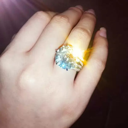12ct Round Cut White Sapphire New York Custom Engagement Ring-JEWELBUYS