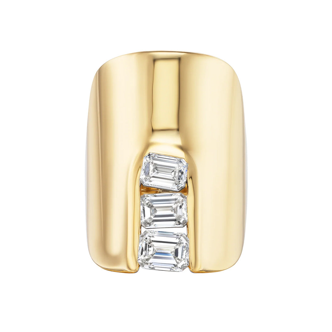 2.52Ctw Emerald-cut Mechanical Shield Sapphire Ring-JEWELBUYS