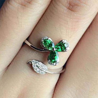 4.5ct Emerald Oval Cut Trefoil Open End Ring - JEWELBUYS