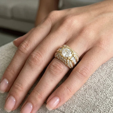 3.48Ctw Oval Sapphire Pavé Gold Ring-JEWELBUYS