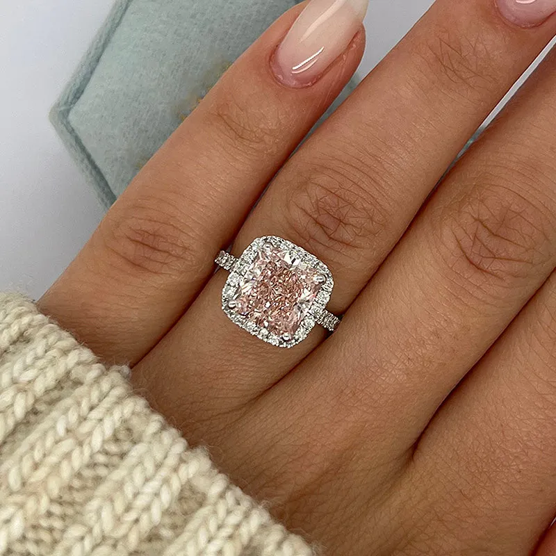 Classic 3ct Radiant Cut Pink Sapphire Engagement Ring-JEWELBUYS