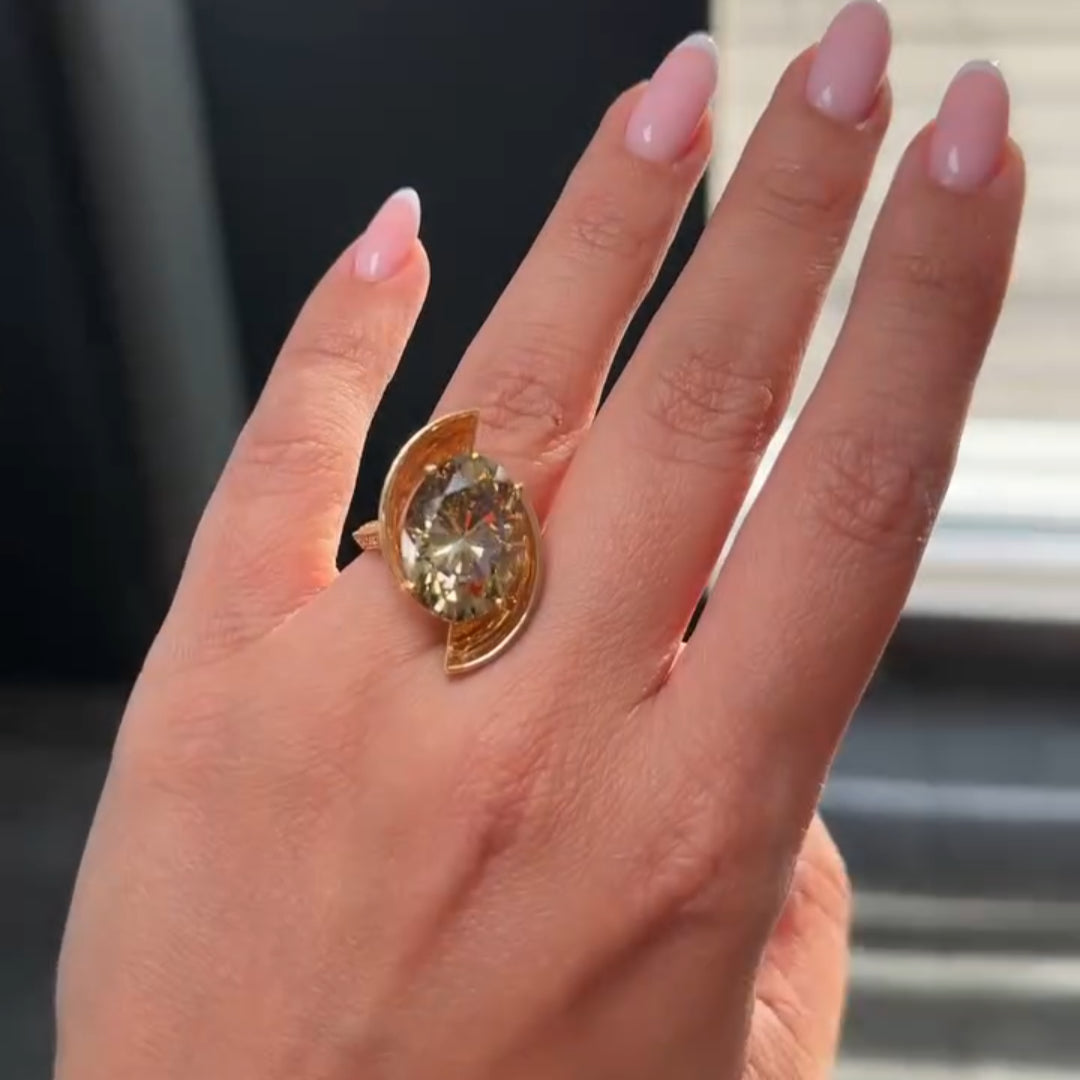 5.0ctw Oval Cut Yellow Sapphire Engagement Ring in Gold-JEWELBUYS