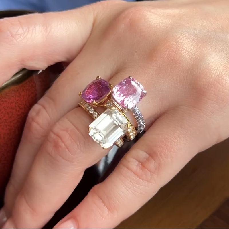 12ctw Multicolour Complementary Stacked Gemstone Ring -JEWELBUYS