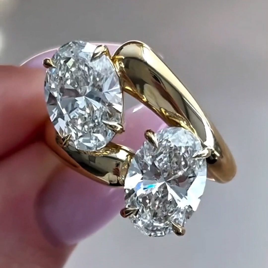 6ctw Oval Sapphire Double Band Engagement Ring-JEWELBUYS