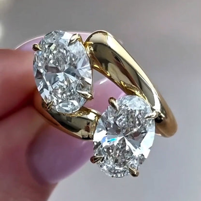 6ctw Oval Sapphire Double Band Engagement Ring-JEWELBUYS