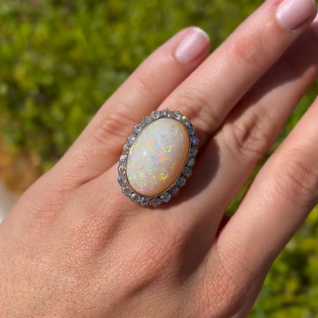 20ctw White Opal Aperture Classic Ring - JEWELBUYS