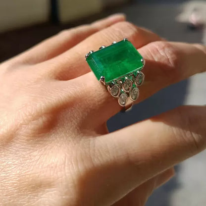 Vintage 15ct Emerald Cut Emerald Women's Engagement Ring-JEWELBUYS