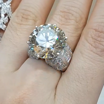 Precious 15 ctw Round Cut White Gemstone Engagement Ring -JEWELBUYS