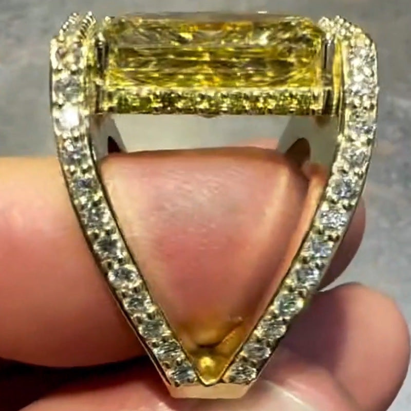 14.5ctw Stunning Yellow Sapphire Art Ring-JEWELBUYS