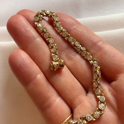 6.0ctw Round Cut Bezel Set White Sapphire 360° Tennis Bracelet - JEWELBUYS